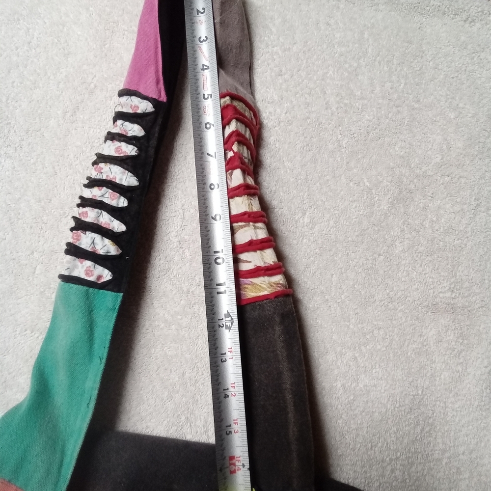 Boho Patchwork Multicolor Sling Bag With Embroide… - image 3